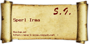 Sperl Irma névjegykártya